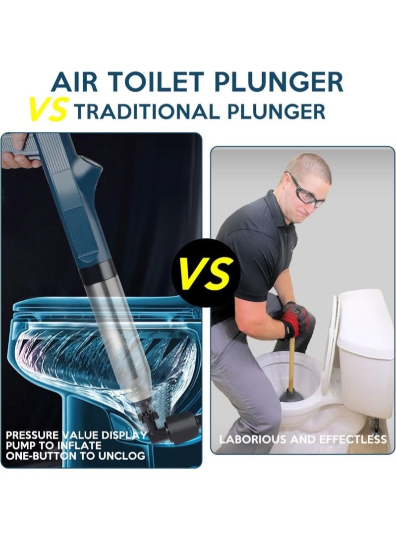 9PCS Toilet Air Plunger Kit, Stainless Steel High Pressure Drain Blaster, Pipe Clog Remover for Bathroom Sink Kitchen Toilet Blocked Pipes (White) - Image 5